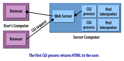 9) The first CGI proces returns HTML to the user