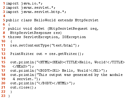Java Servlet used to generate HTML (as was done back in 1999, 2000)
